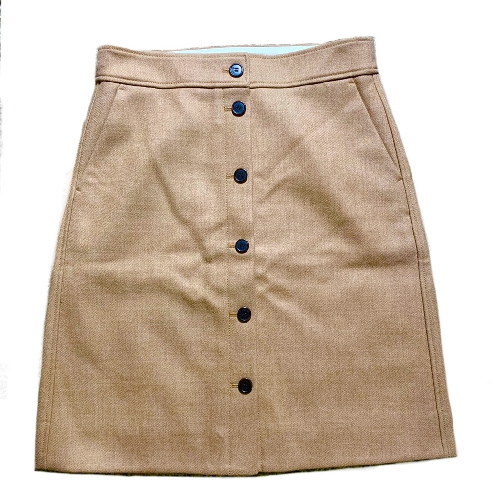 J. Crew Wool Button Down A-Line Knee-Length Skirt Size 8